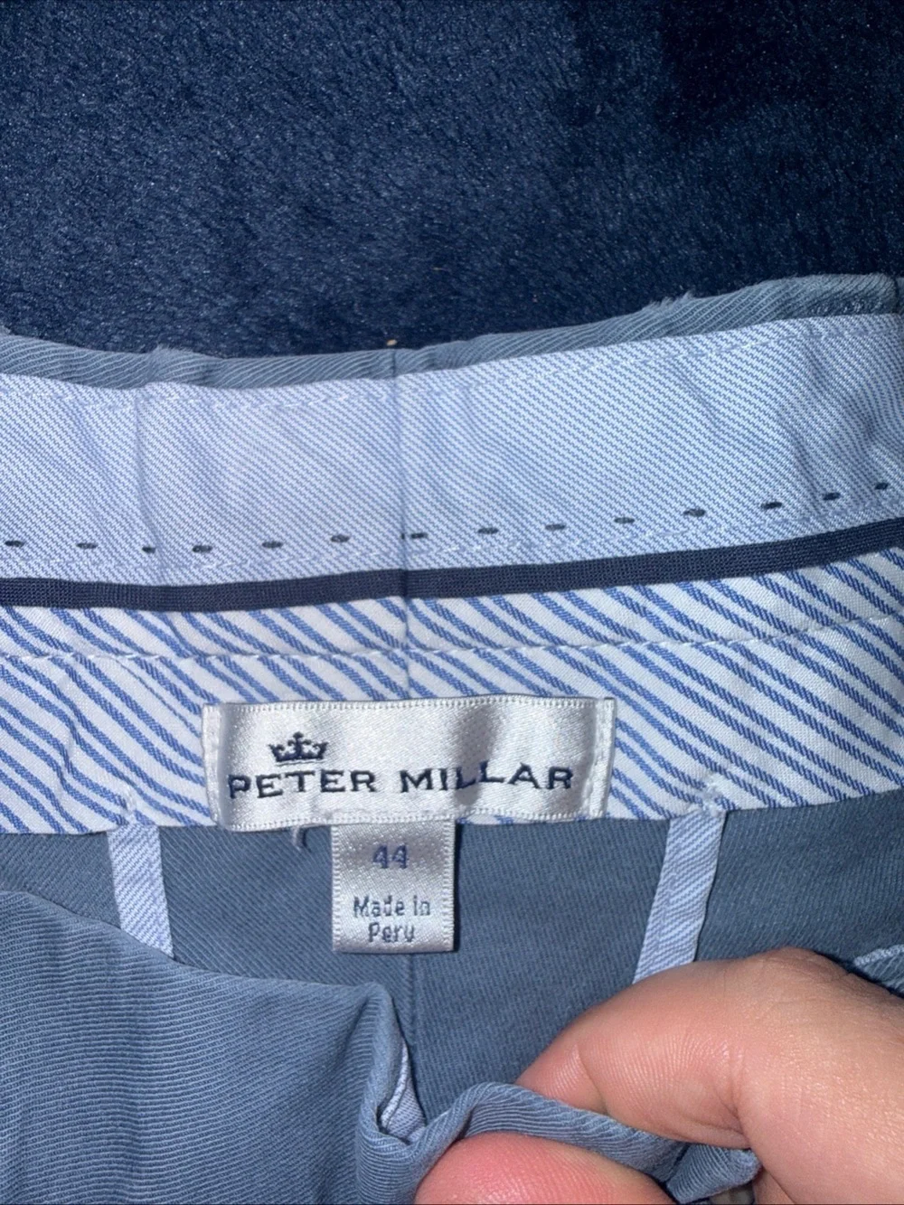 Peter Millar Mens 44 Blue Cotton Golf Chino Shorts 9 Inch Inseam Casual
